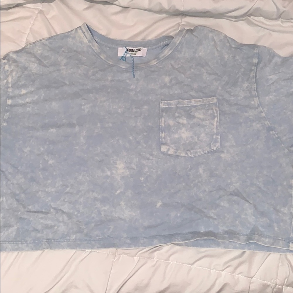 Blue and white cropped shirt